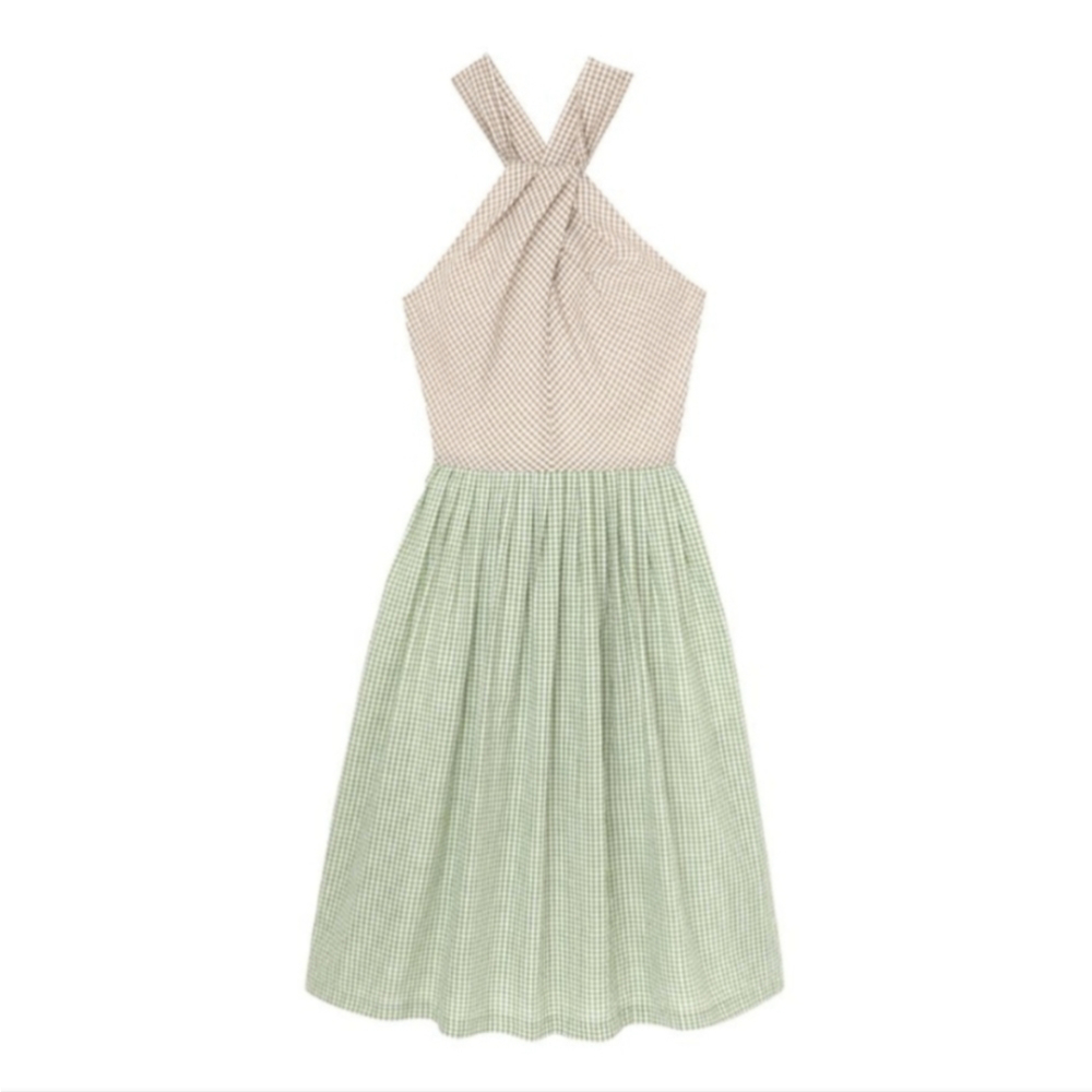 GAL MEETS GLAM Alma Two- Color Gingham Halter Neck Dress 20 - Picture 5 of 15